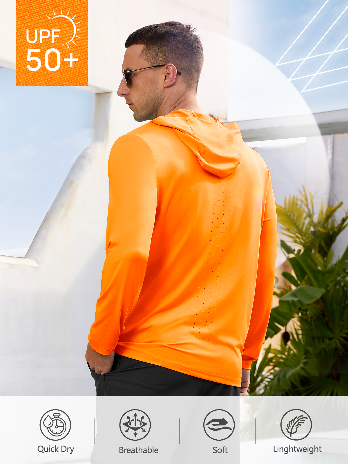 Men's Fishing Hoodie T-Shirt Long Sleeve Sun Protection for Run Hiking