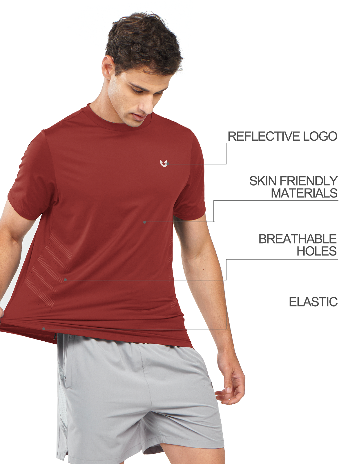 Men's Crew Workout T Shirts Performance Breathable for Gym Training