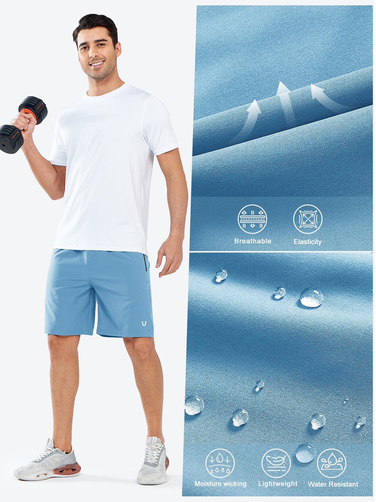 Men's Athletic Sports 9 inch Shorts Quick Dry for Training Gym Outdoor