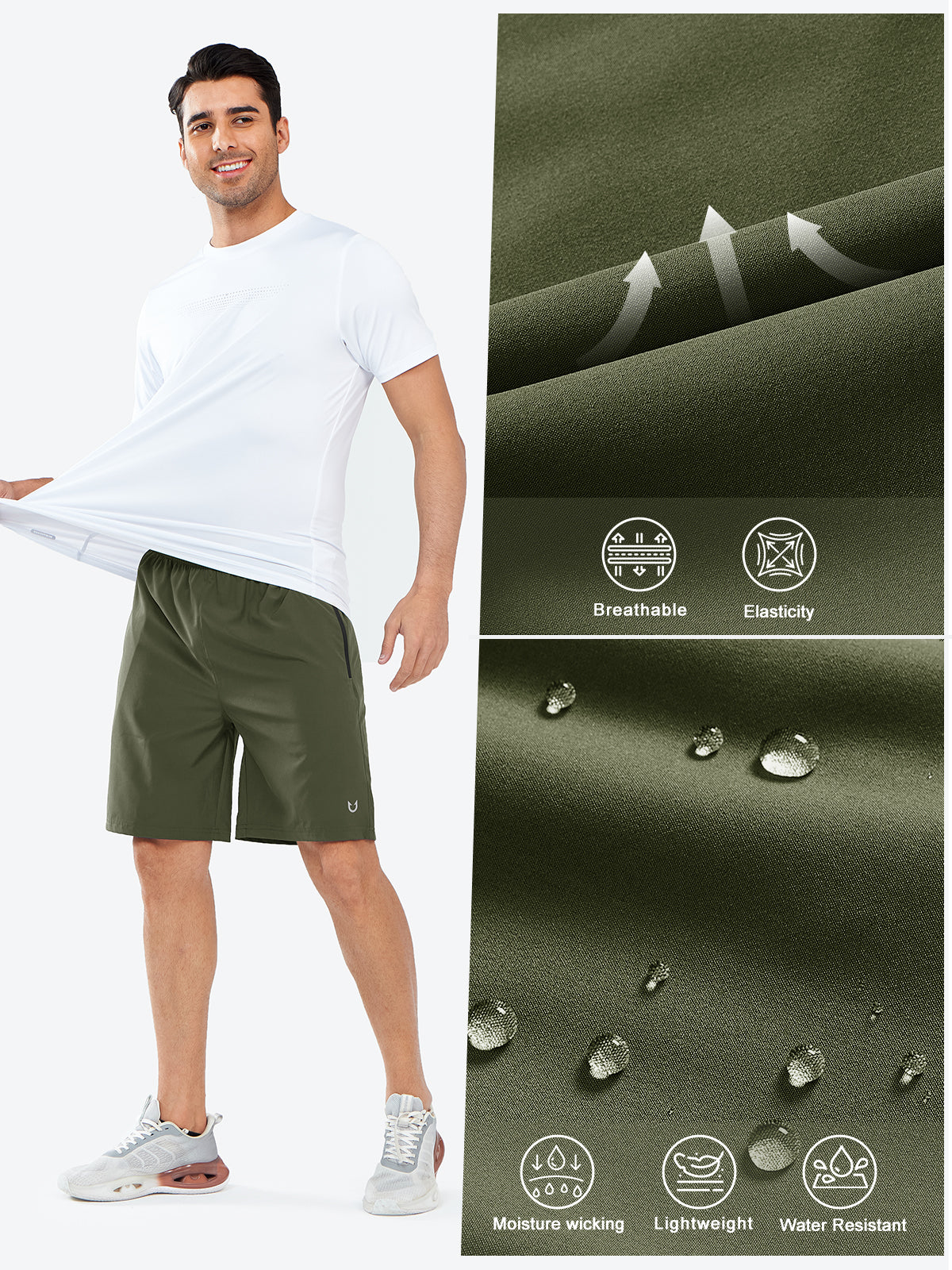 Men's Athletic Sports 9 inch Shorts Quick Dry for Training Gym Outdoor