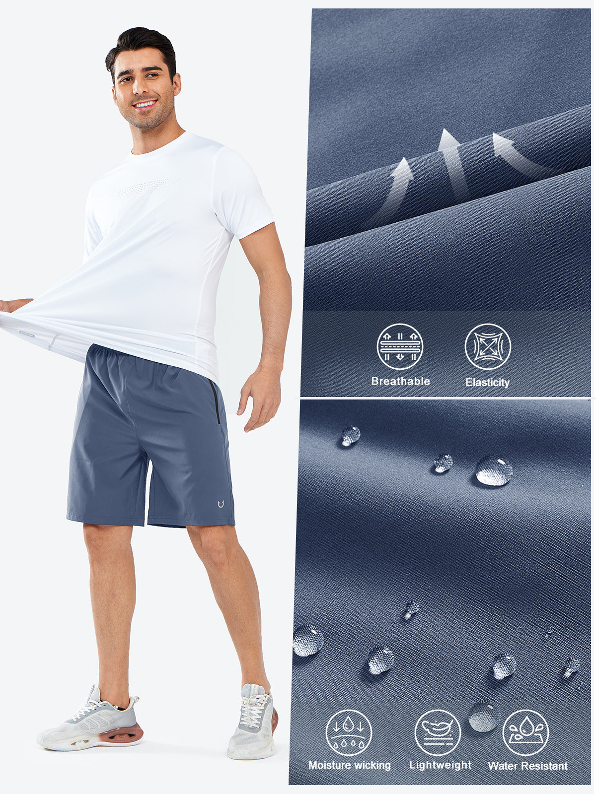 Men's Athletic Sports 9 inch Shorts Quick Dry for Training Gym Outdoor