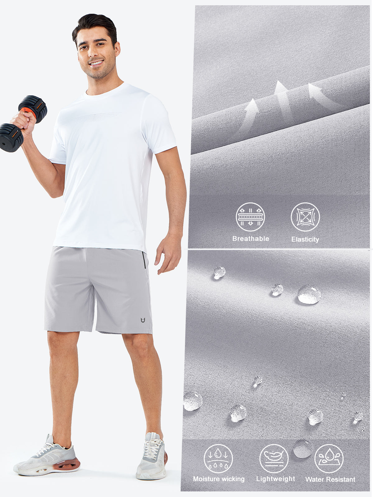 Men's Athletic Sports 9 inch Shorts Quick Dry for Training Gym Outdoor