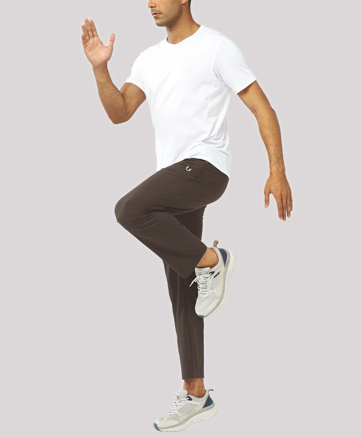 
Men's Lightweight Running Pants with Zipper Pockets — Brown