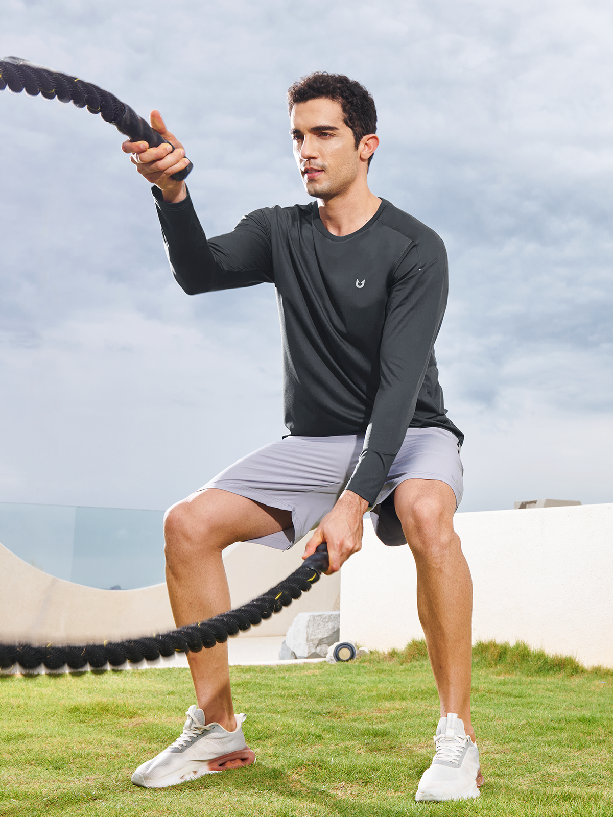 Northyard Men's Dark Grey Gym Long Sleeve T Shirts Wicking Breathable for Running Fitness Fashion