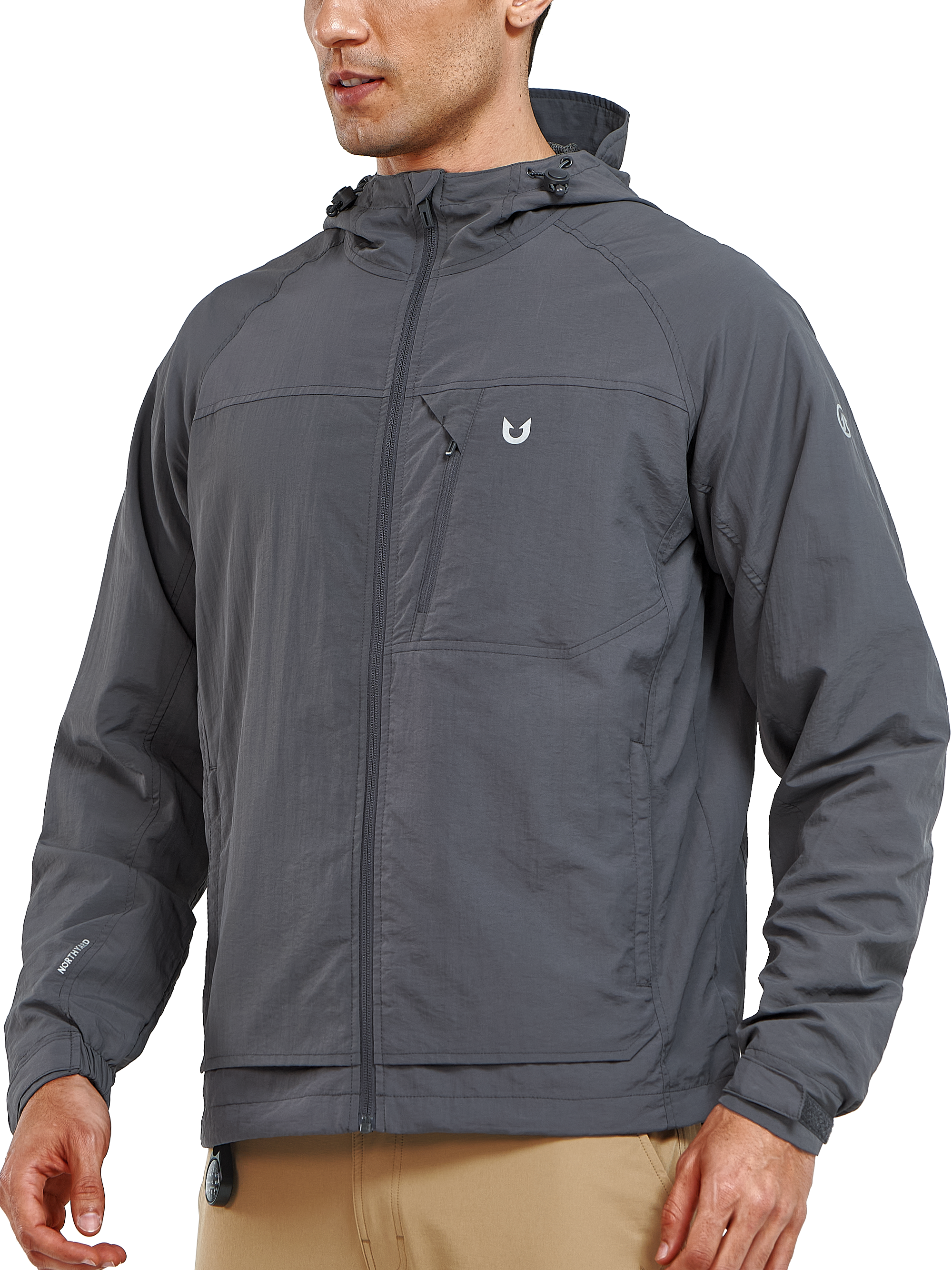 Men's Windbreaker Jackets Lightweight Hooded Windproof Coat for Hiking