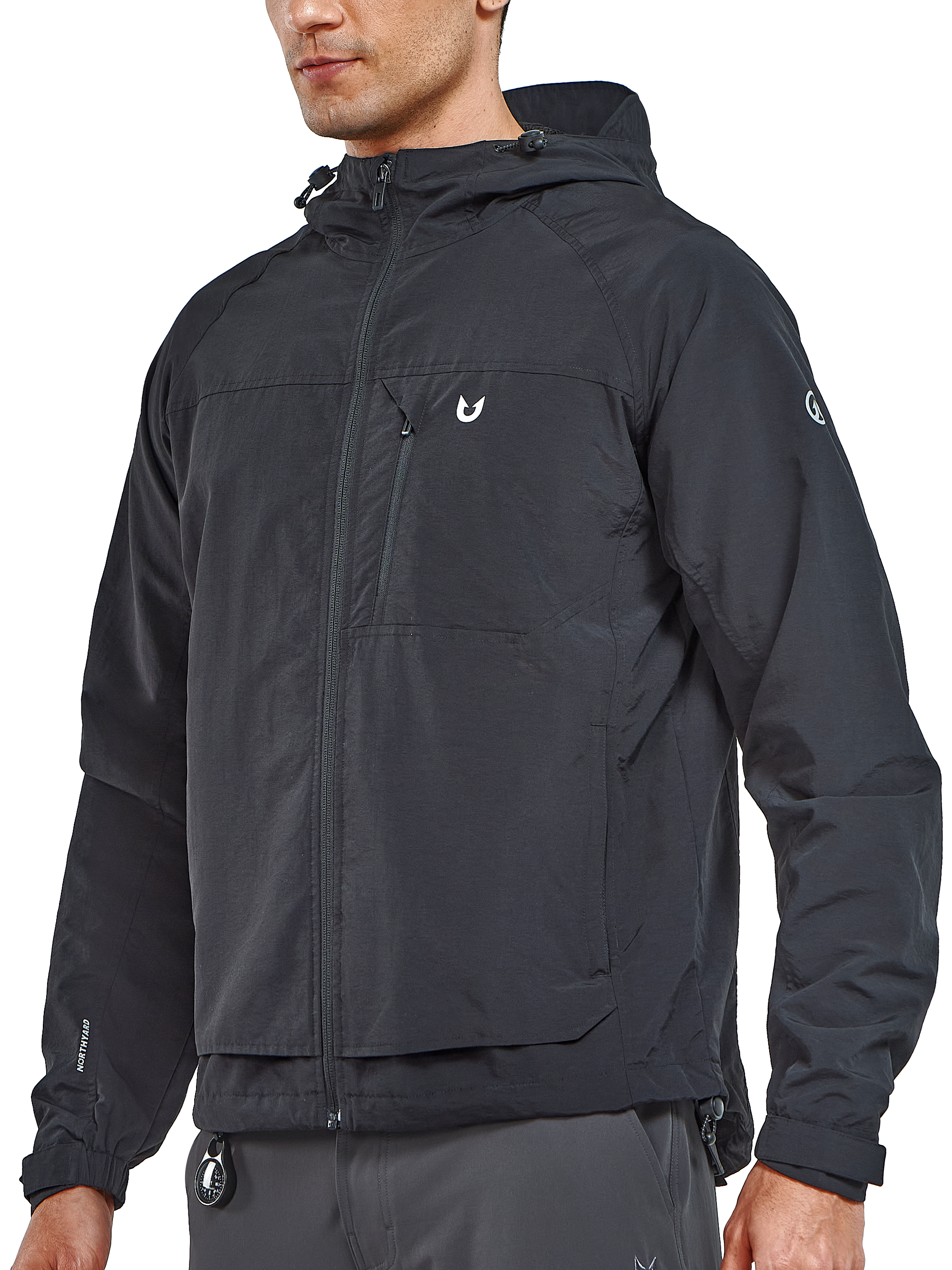 Men's Windbreaker Jackets Lightweight Hooded Windproof Coat for Hiking