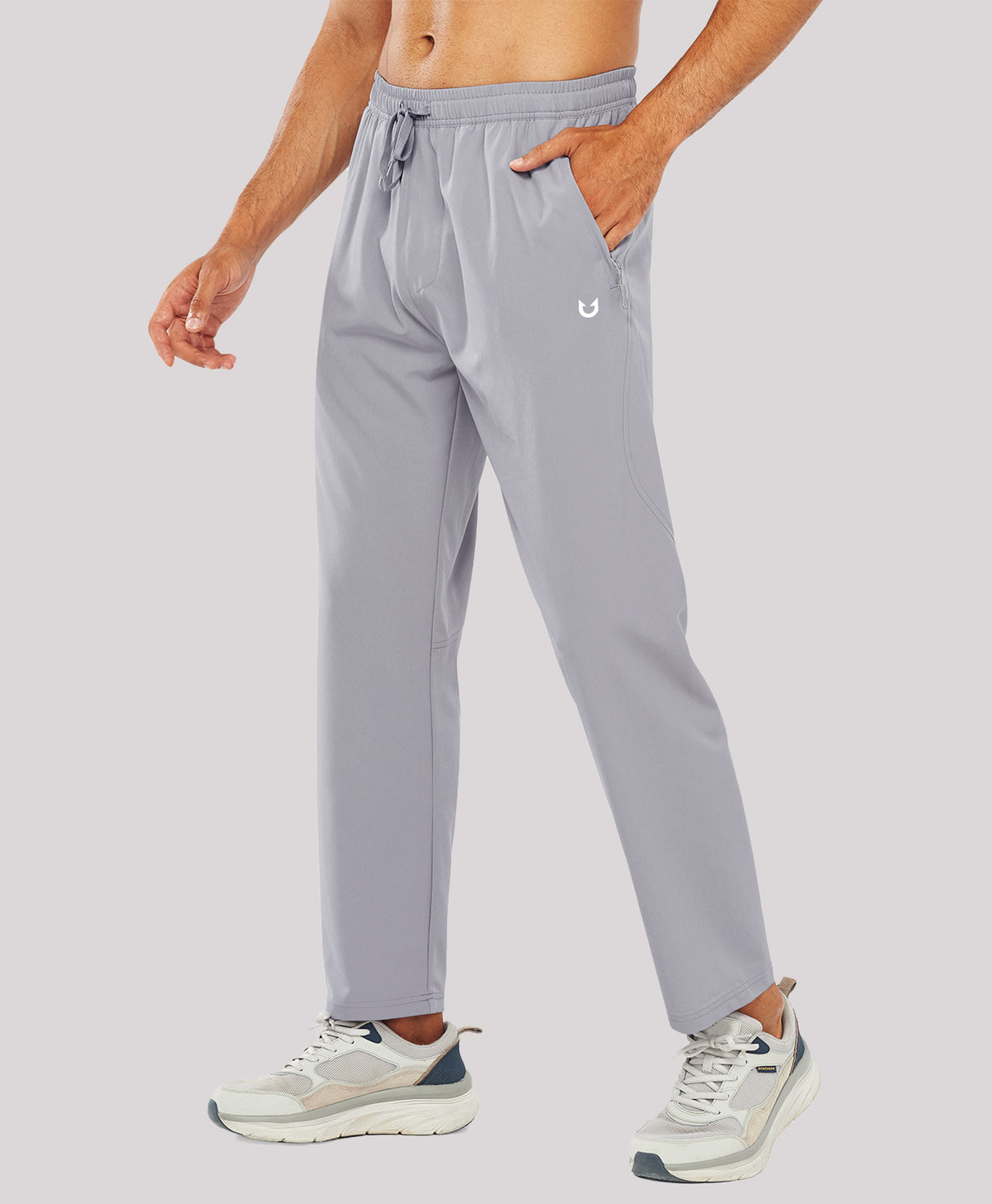 
Men's Lightweight Running Pants with Zipper Pockets — Stone