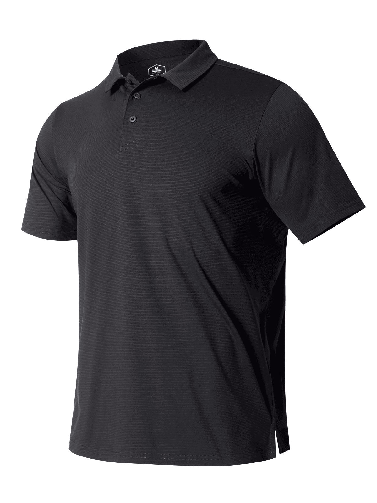 Black Men's Performance Henley Golf Polo Shirt - Front View