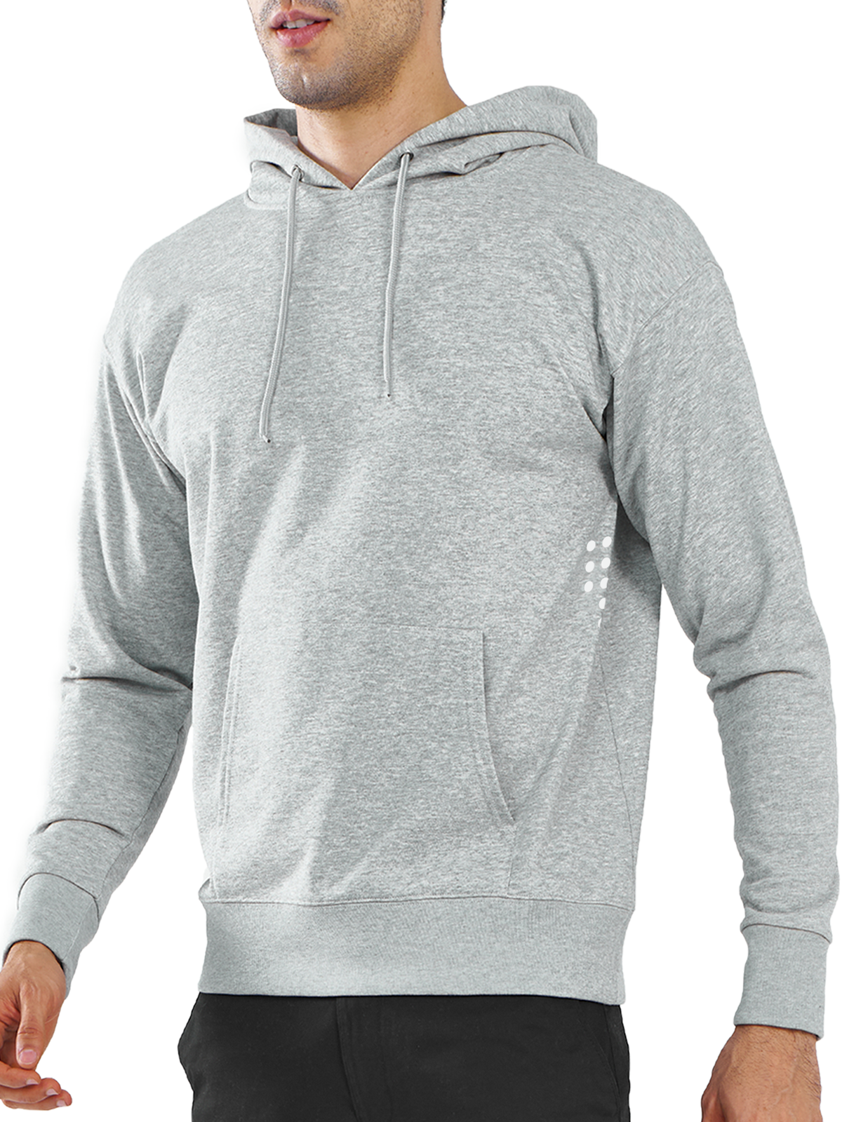 Men's Grey Heather Cotton Hoodies Pullover Long Sleeve Athletic Casual Sweatshirts