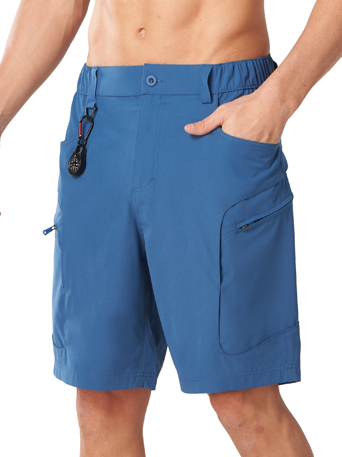 Federal Blue Men's Lightweight Fishing Shorts - Side Profile View with Ergonomic Athletic Fit