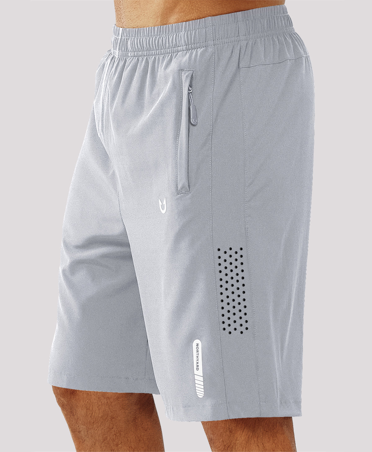 
Men's Hiking 9 Inch Inseam Athletic Shorts Quick Dry Fit Gym Workout — grey