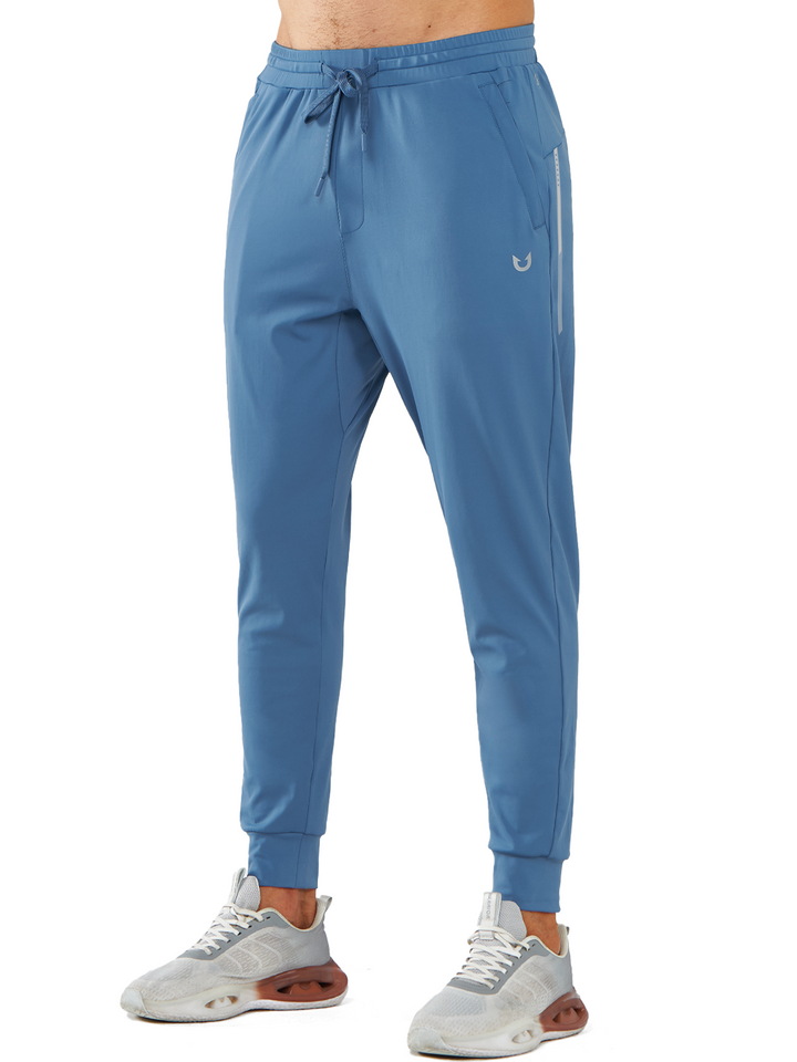 Northyard Men's Grey Blue Workout Sweatpants Joggers with Zip Pockets Tapered For Running