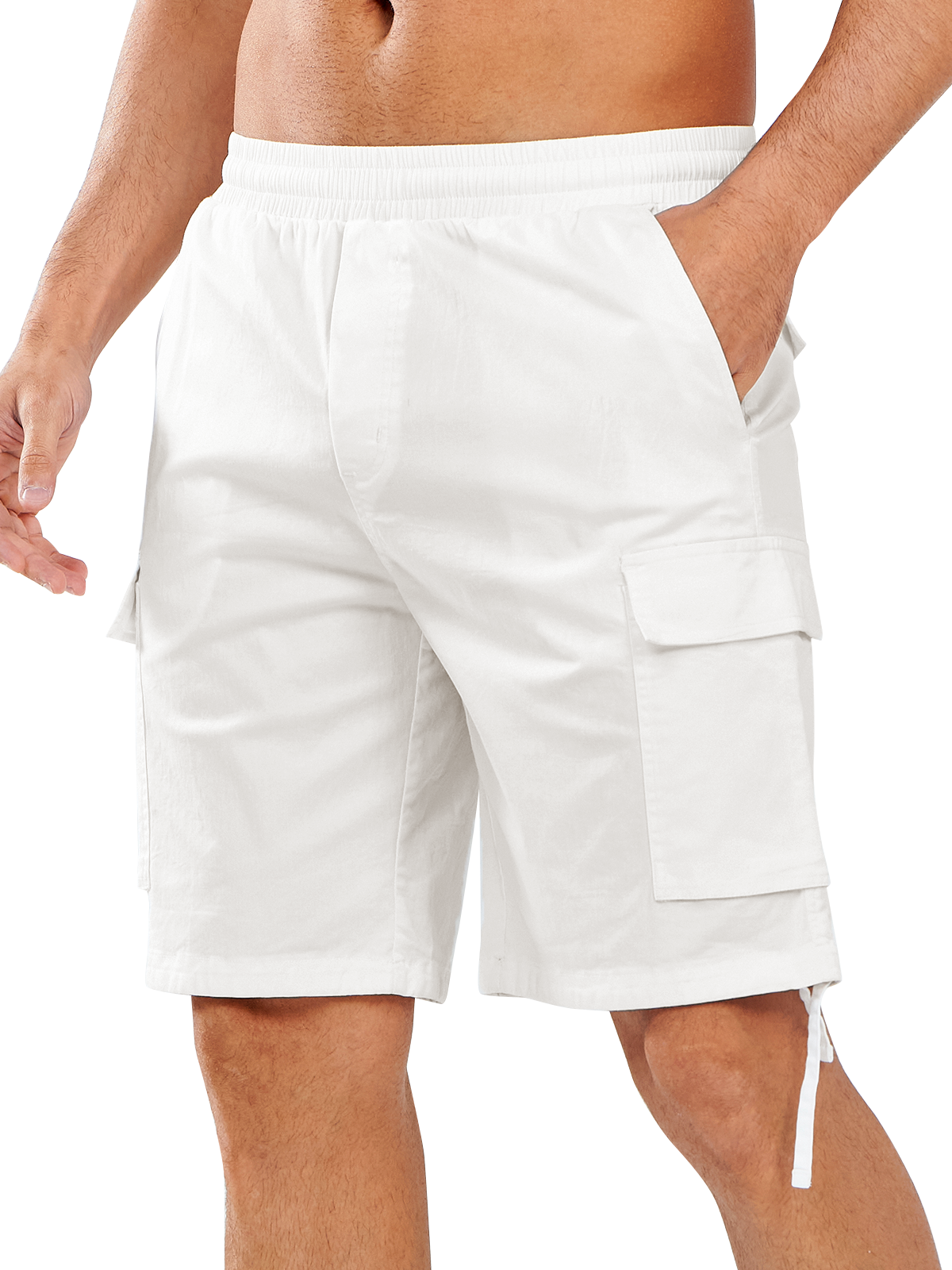 NORTHYARD Men's 7" White Casual Outdoor Cargo Shorts with Pockets Twill for Hiking