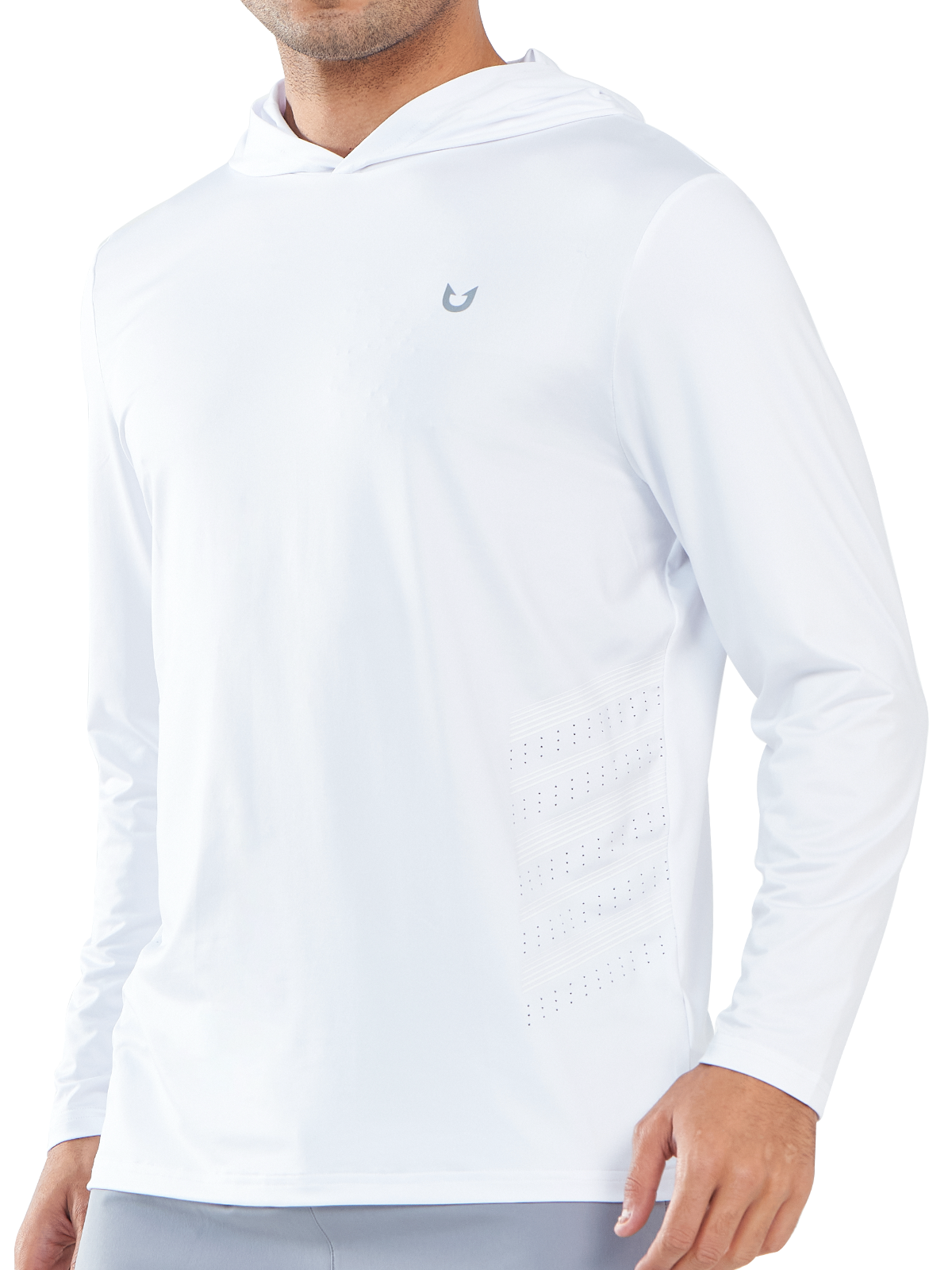 Northyard Men's White Fishing Hoodie T-Shirt Long Sleeve Sun Protection for Run Hiking