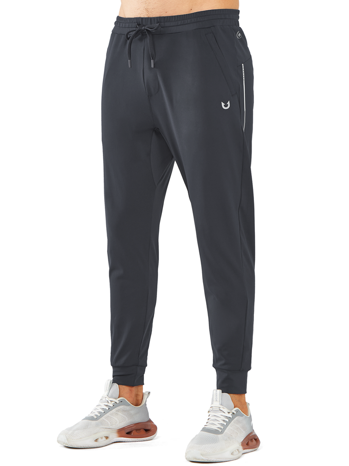 Northyard Men's Dark Grey Workout Sweatpants Joggers with Zip Pockets Tapered For Running