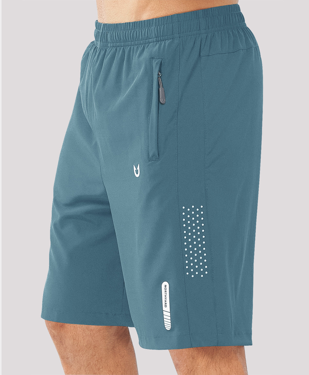 
Men's Hiking 9 Inch Inseam Athletic Shorts Quick Dry Fit Gym Workout — Grey Blue