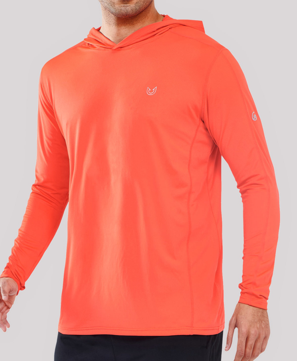 
Men's UPF50+ Rash Guard Hoodie T-Shirts — Red