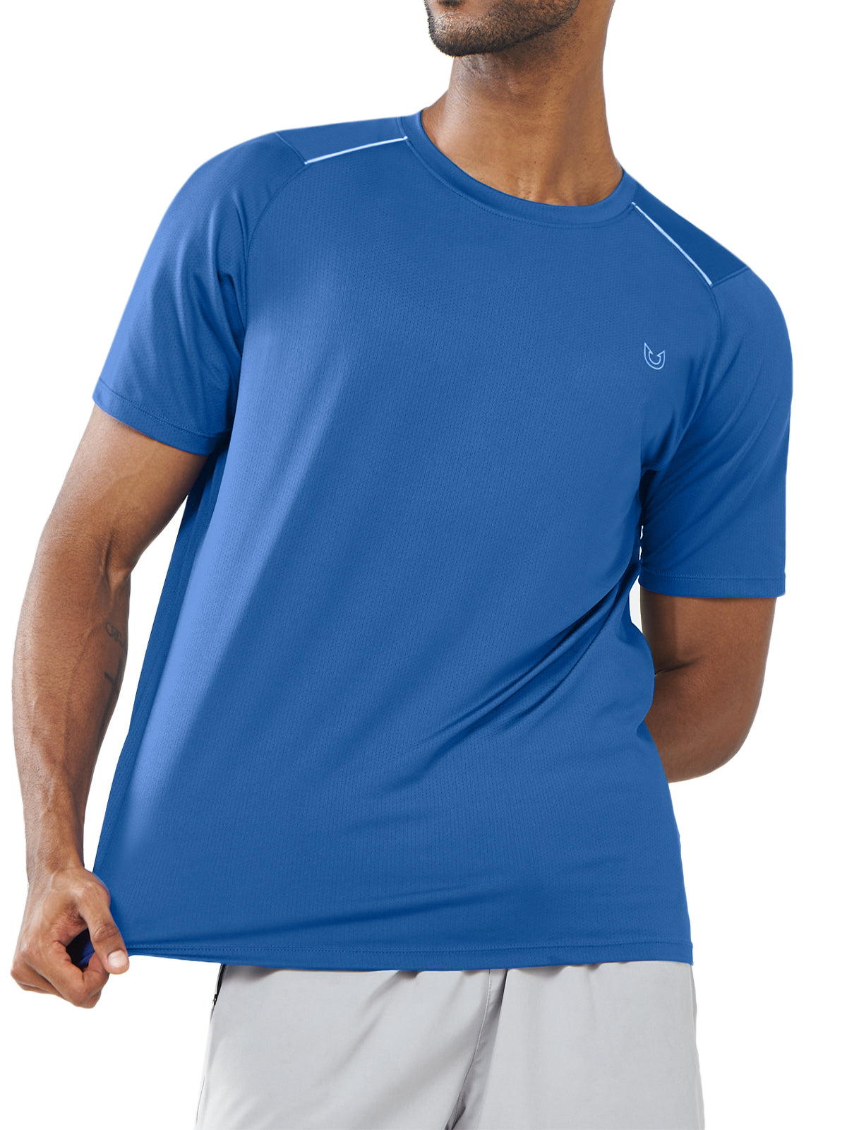 Northyard Men's Grey Blue Gym Compression T Shirts Breathable Wicking for Workout Fitness