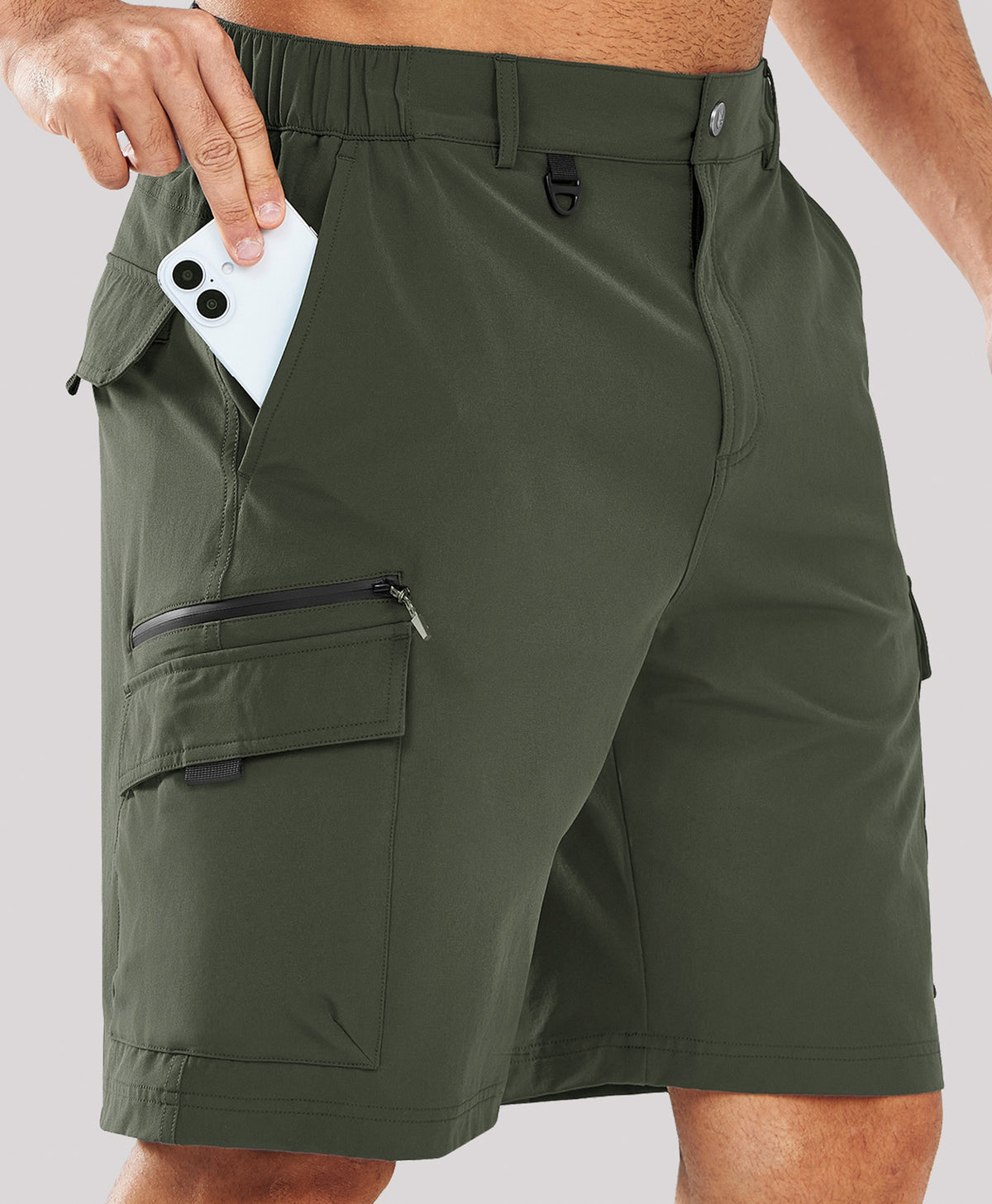 NORTHYARD Men's 9" Lightweight 7-Pocket Cargo Hiking Shorts Water-Repellent Outdoor Shorts
#color_Army Green