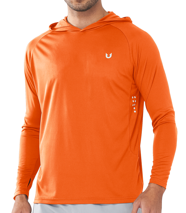 Northyard Men's Orange Fishing Sun Hoodie T Shirt Lightweight Long Sleeve for Workout