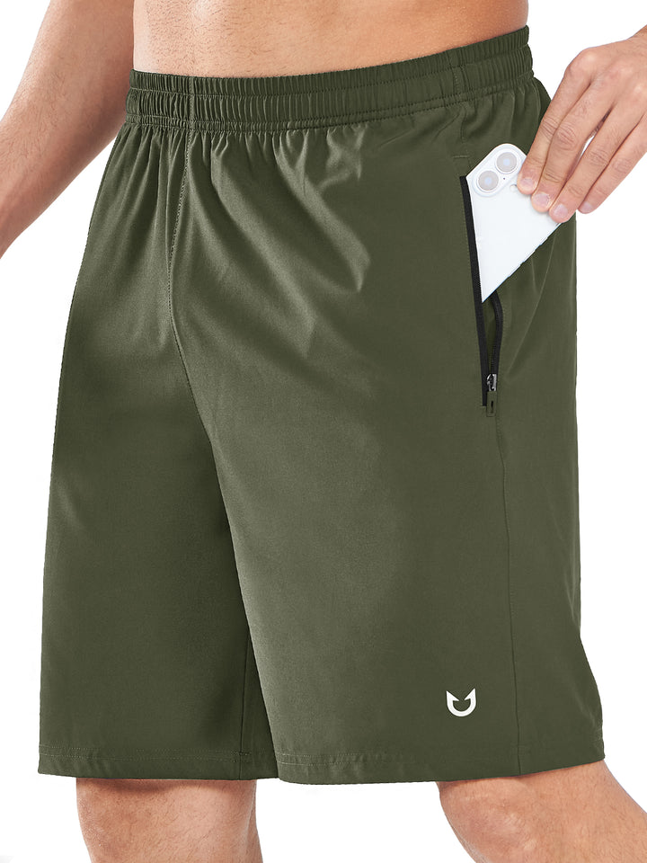 Northyard Men's Army Green Athletic Sports 9 inch Shorts Quick Dry for Training Gym Outdoor