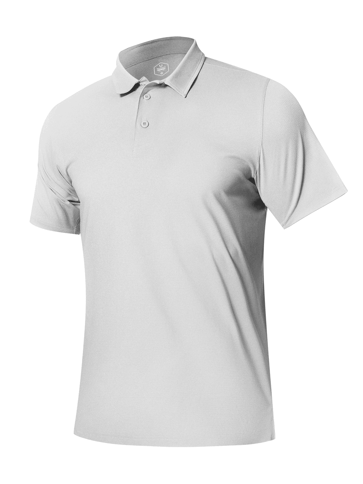 Light Grey Men's Performance Henley Golf Polo Shirt - Front View