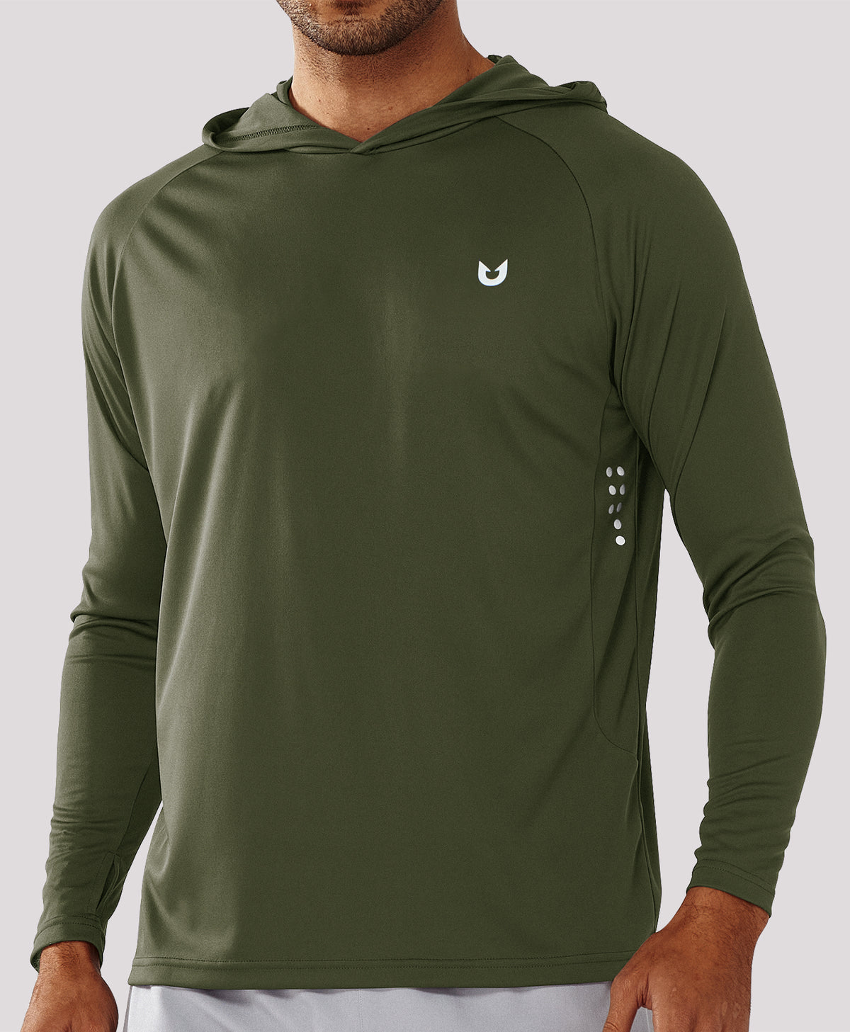 
Men's Fishing Sun Hoodie T Shirt Lightweight Long Sleeve for Workout — Army Green