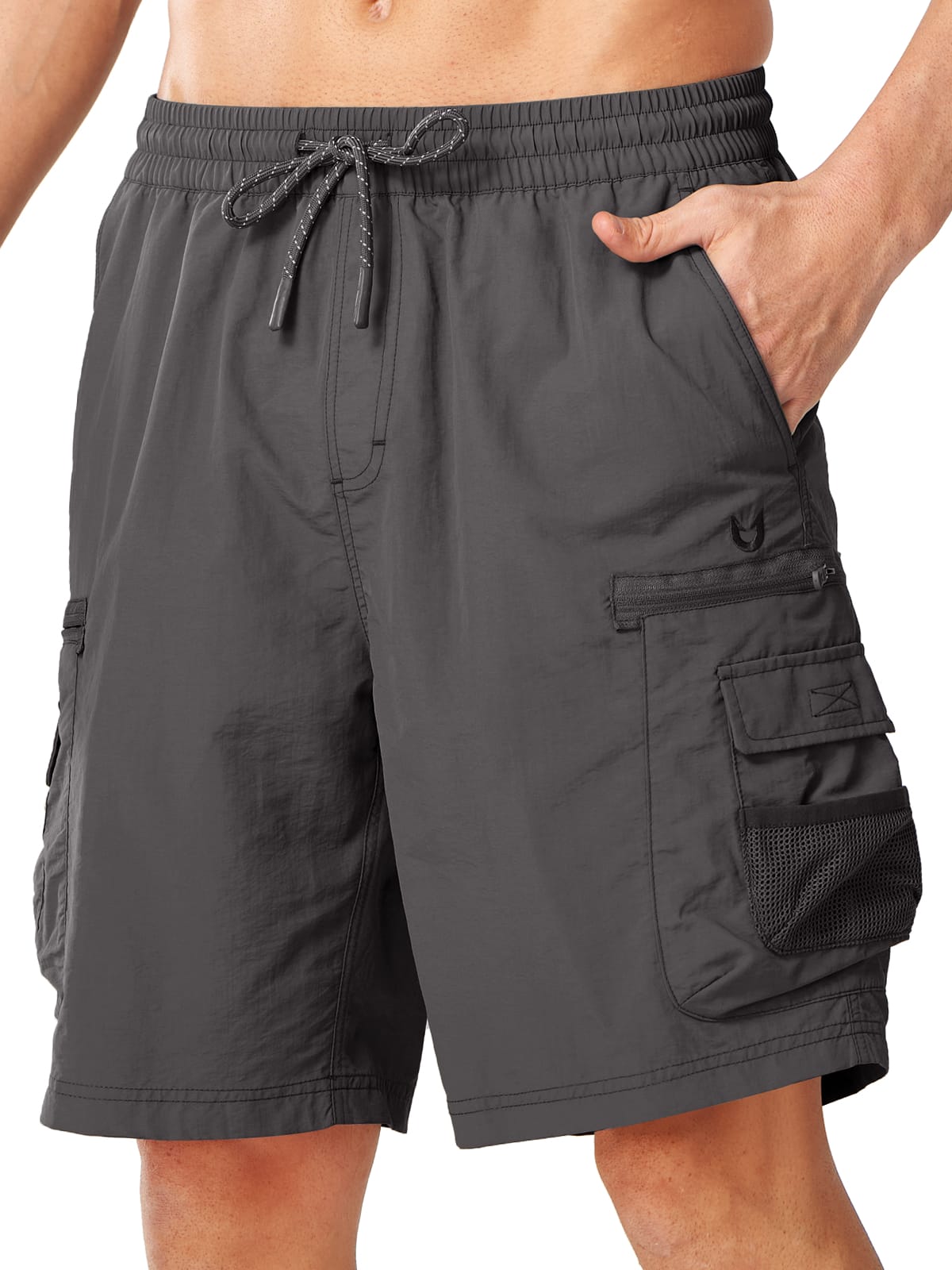 Darkgrey Men's 9" Hiking Cargo Shorts - Front View Athletic Fit