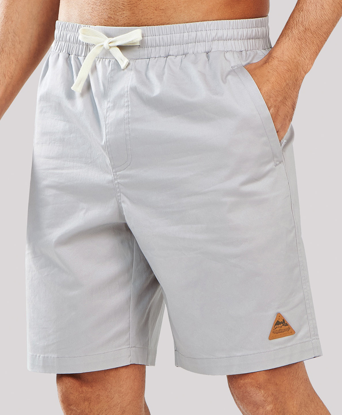
Men's 9" Cotton Flat Front Hiking Shorts with Zipper Pockets — Light Grey