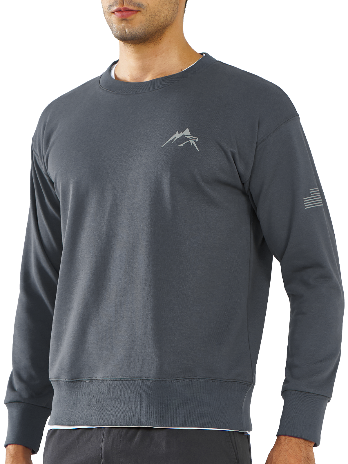 Northyard Men's Dark Grey Cotton Long Sleeve Crewneck Golf Sport Fitness Casual Sweatshirt