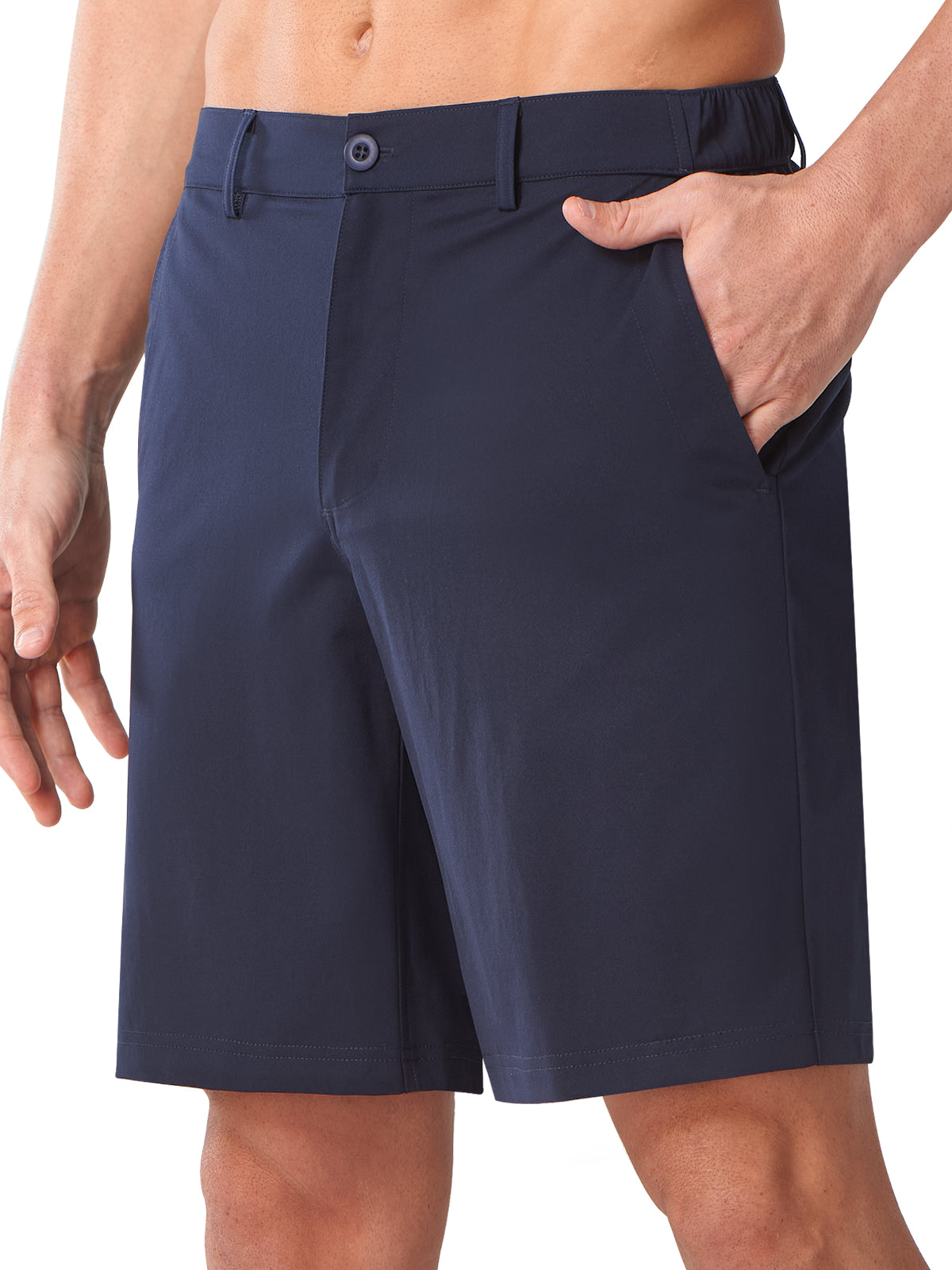 Navy Men's Lightweight Technical Shorts - Side View with Pro-Swing Flexibility & 4-Way Stretch