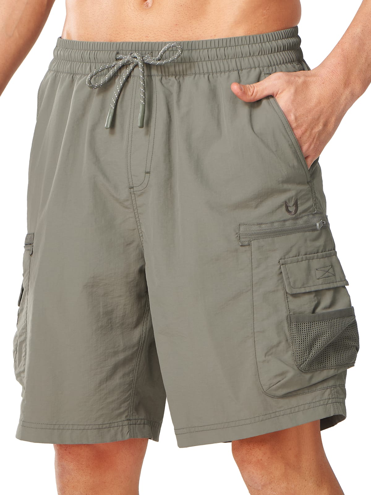 Sagegreen Men's 9" Hiking Cargo Shorts - Front View Athletic Fit