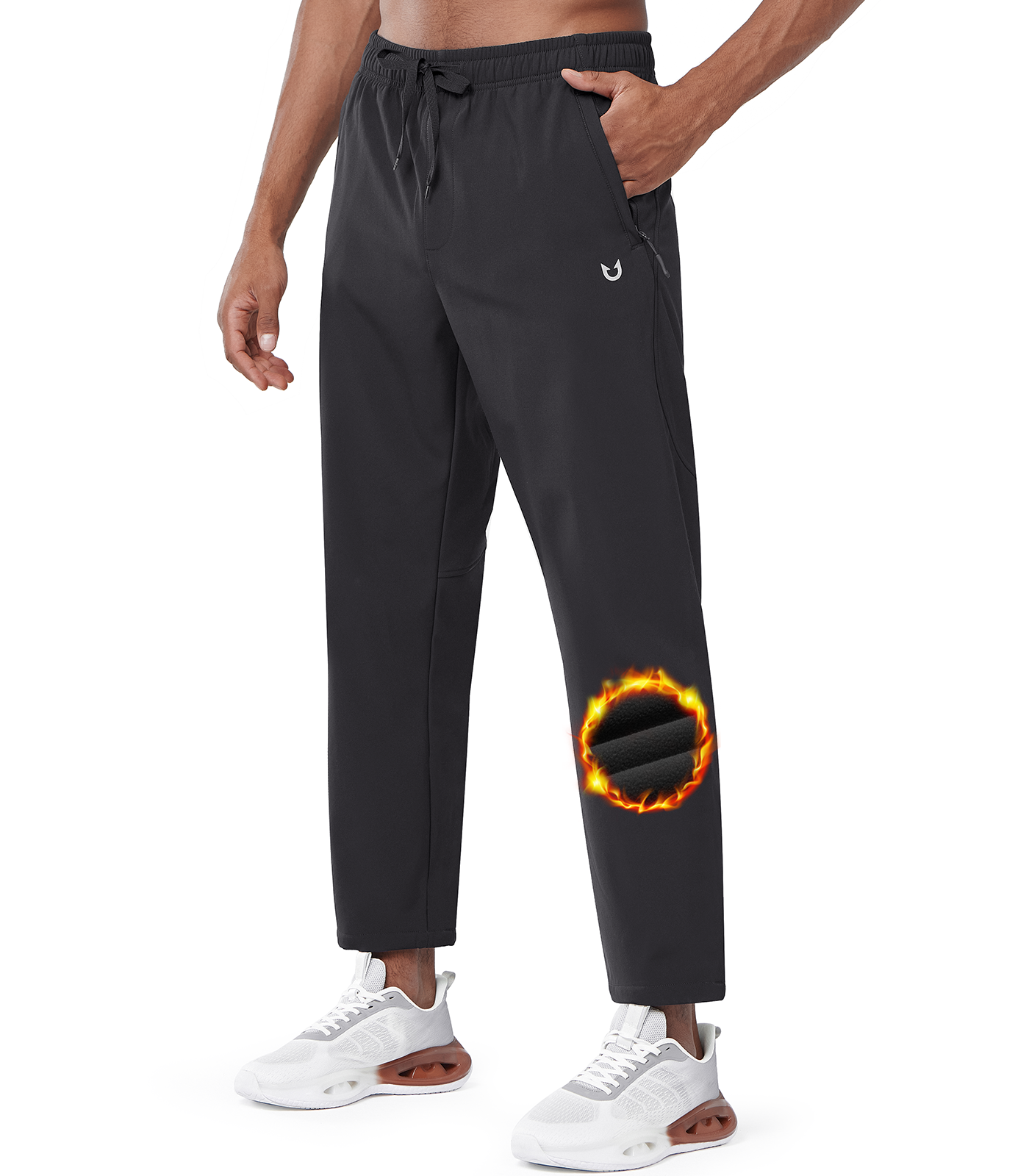 Men's Black Fleece Lined Pants Baggy Lounge Golf Work Casual Sweatpants