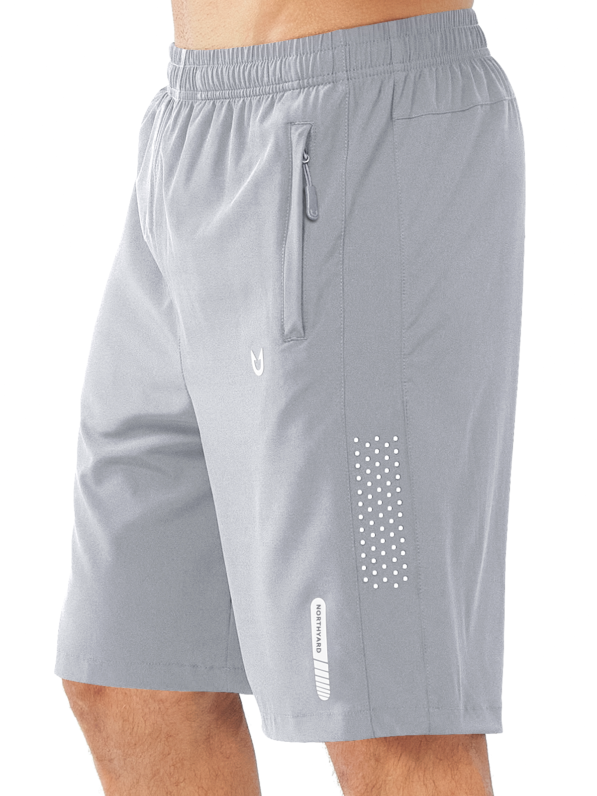 Northyard Men's Grey 9 inch inseam Athletic Shorts Lightweight for Run Hiking Workout