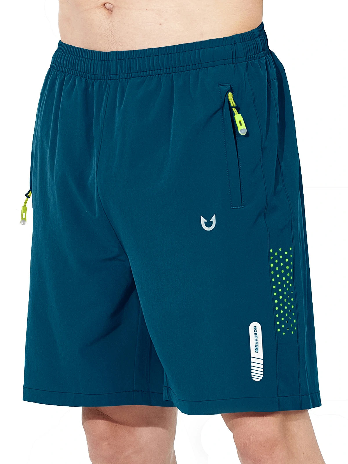 Northyard Men's Athletic Workout 7 Inch Gym Shorts with Zipper Pocket for Hiking Sea Blue
