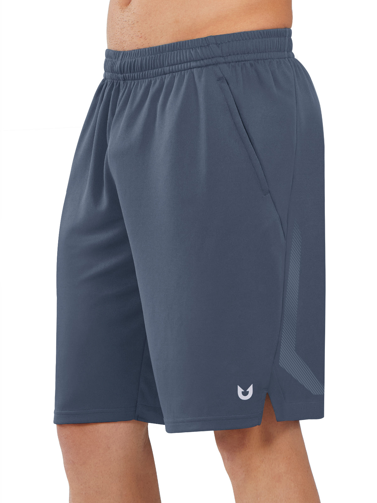 Northyard Men's Cool Grey Tennis 10" Long Mesh Shorts with Pockets for Basketball Workout