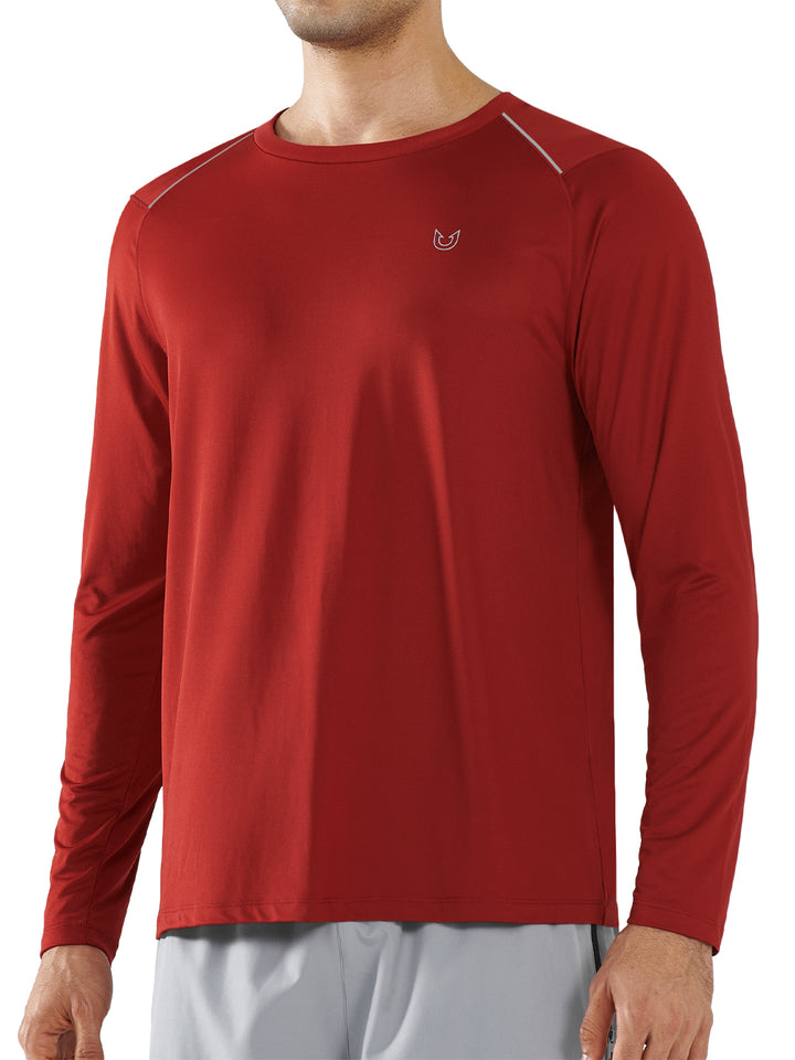 Men's Long Sleeve Compression Gym Shirts Red Ochre
