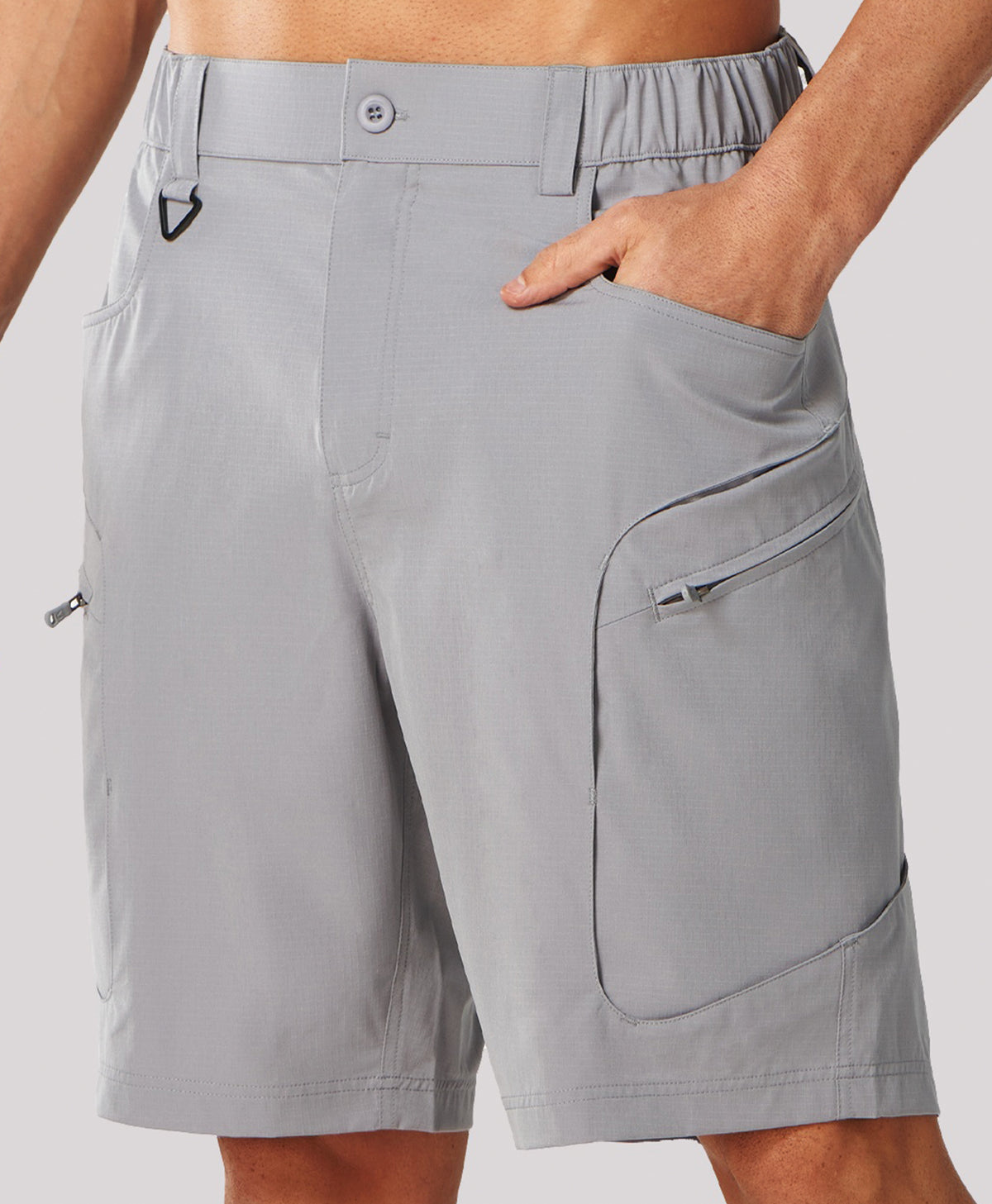 
Men's 9" Water-Resistant 4 Pockets Cargo Hiking Shorts — Light Grey