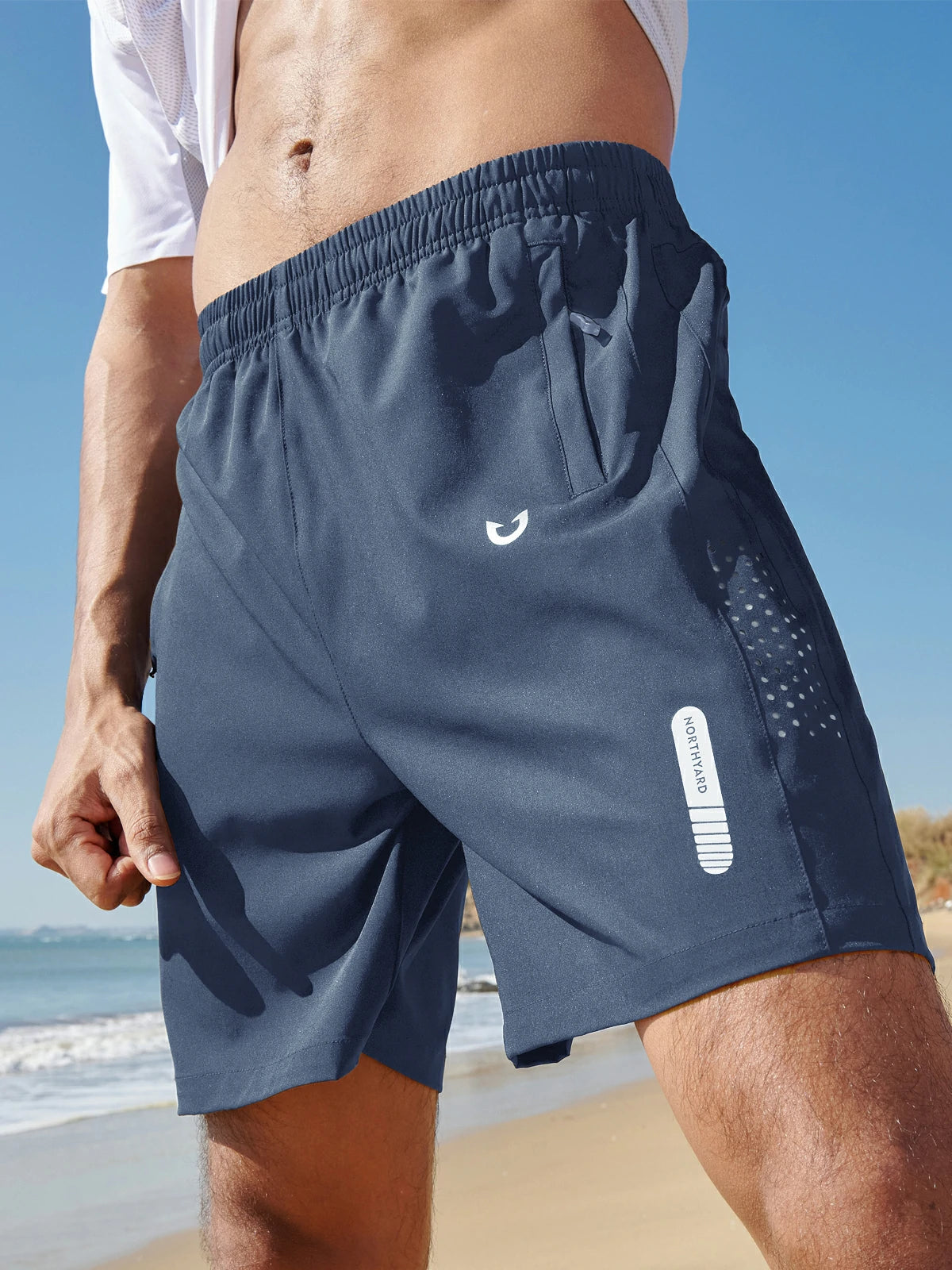 Men's Athletic Workout 7 Inch Gym Shorts with Zipper Pocket for Hiking