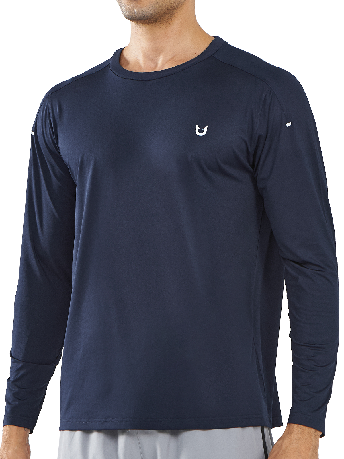 Northyard Men's Navy Gym Long Sleeve T Shirts Wicking Breathable for Running Fitness