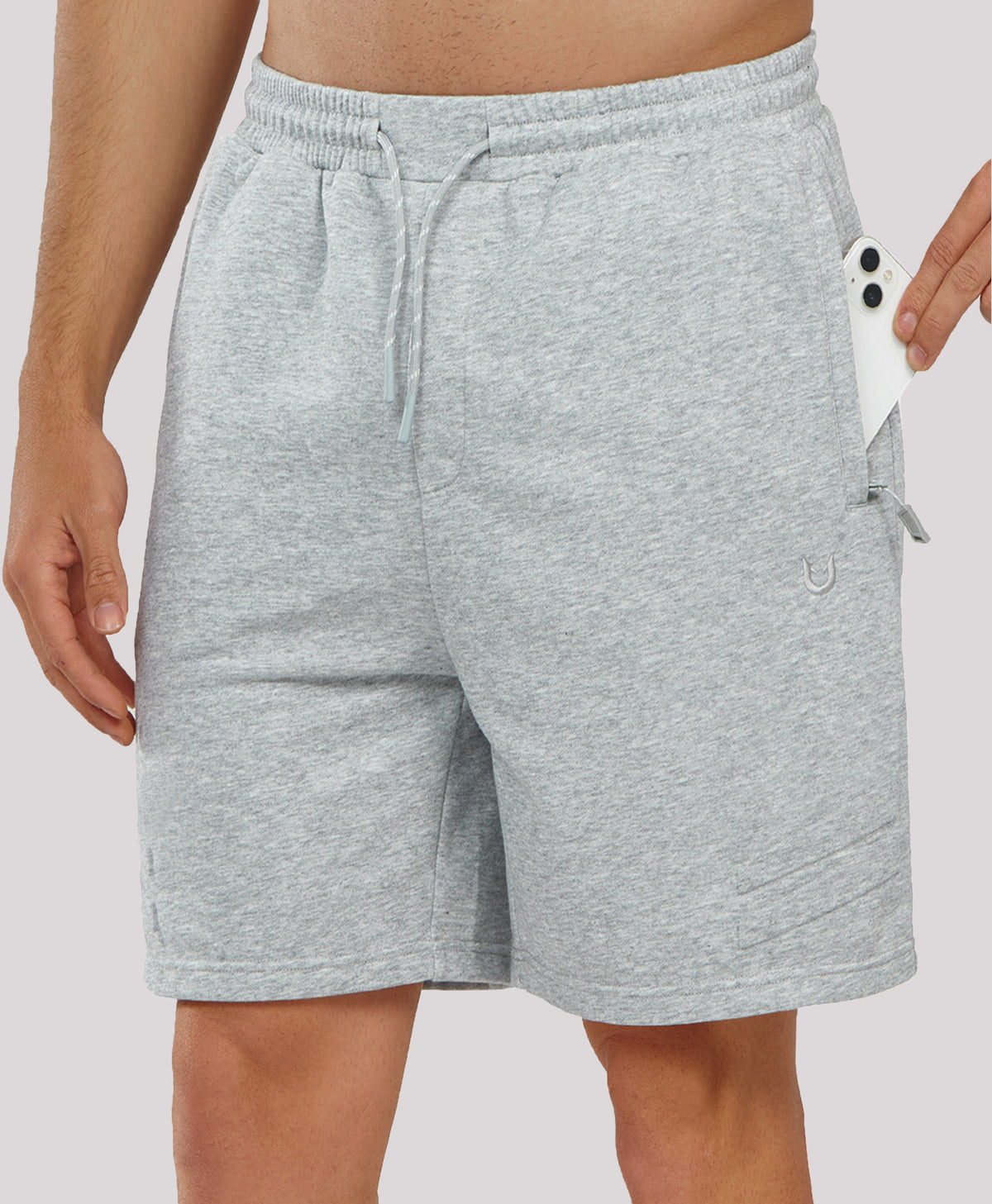 
Men's 7" Soft Cotton Sweat Shorts with Zip Pockets — Light Heather