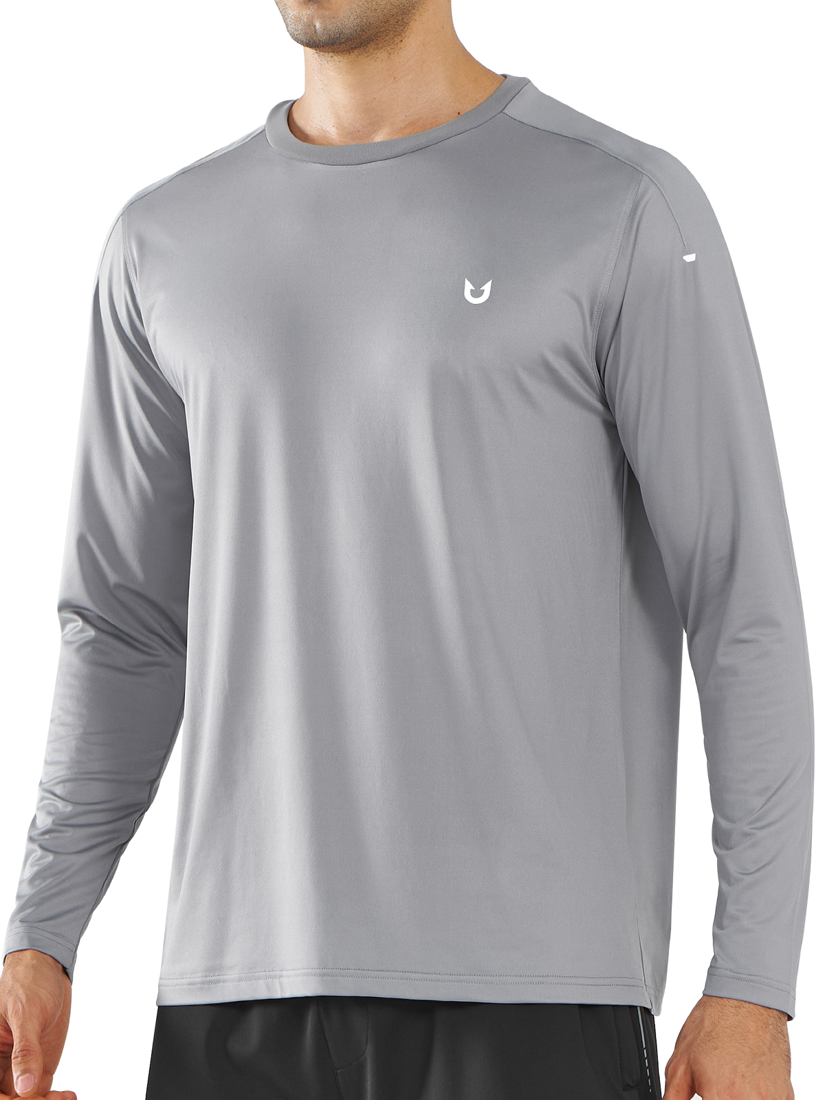 Northyard Men's Light Grey Gym Long Sleeve T Shirts Wicking Breathable for Running Fitness