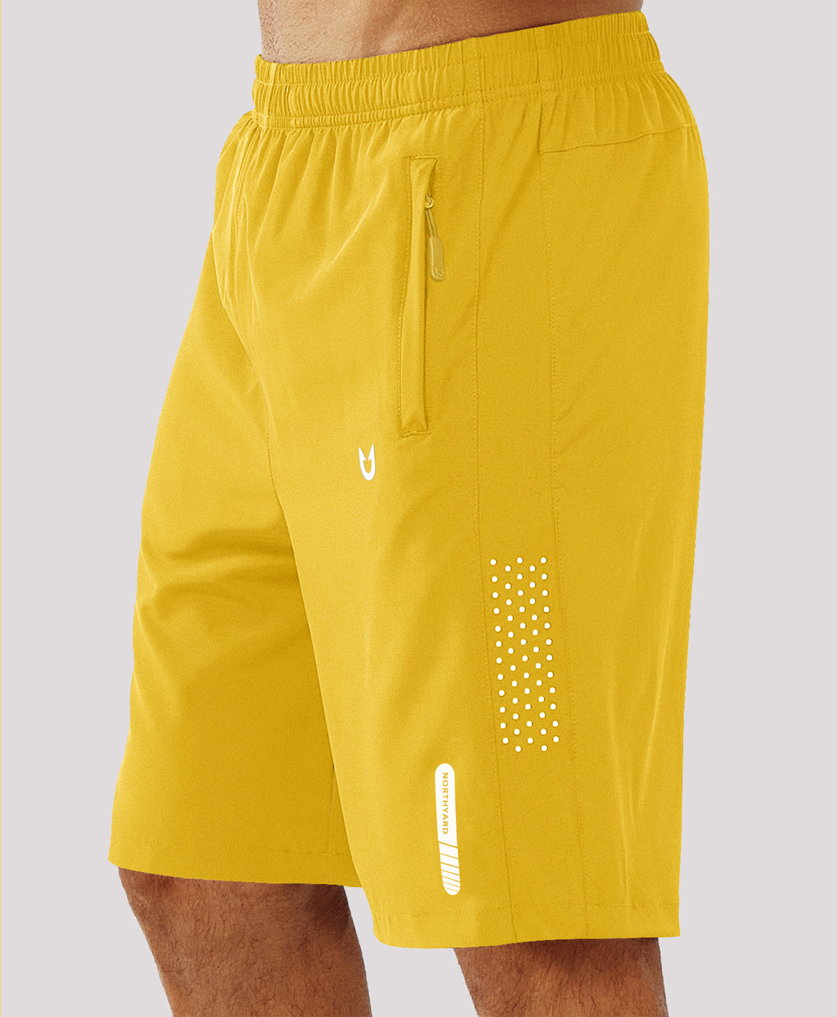 
Men's Hiking 9 Inch Inseam Athletic Shorts Quick Dry Fit Gym Workout — Yellow