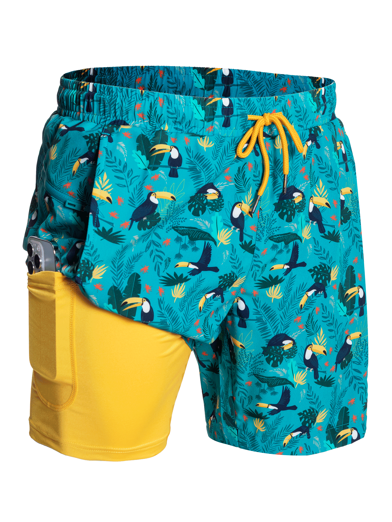Toucan Performance Board Shorts with Pockets - Side Profile