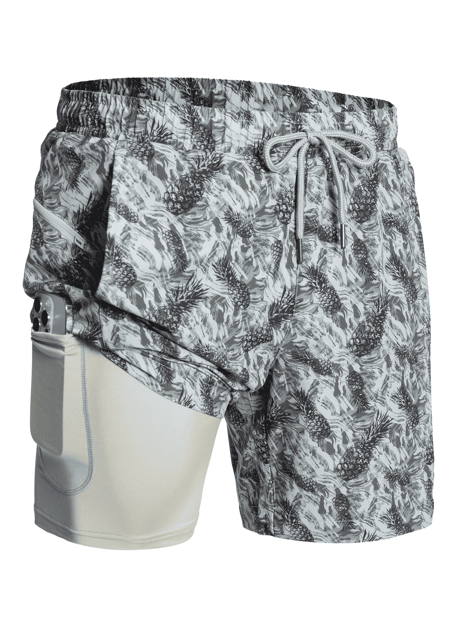 Greypineapple Performance Board Shorts with Pockets - Side Profile