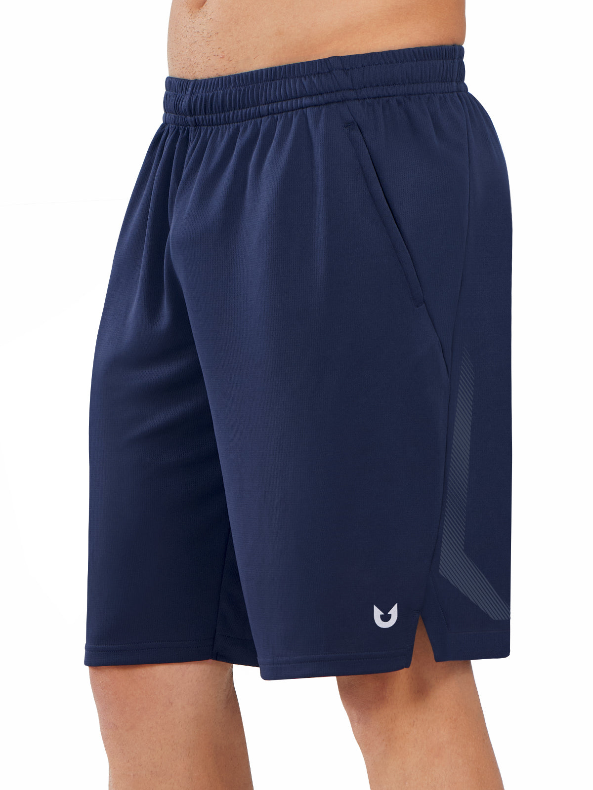 Northyard Men's Navy Tennis 10" Long Mesh Shorts with Pockets for Basketball Workout