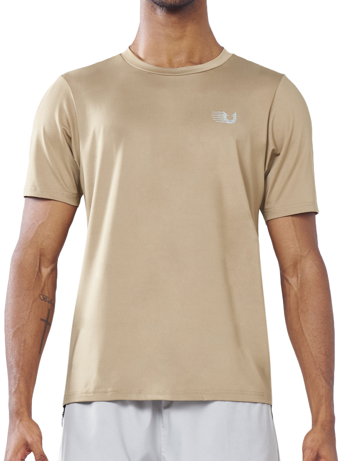 Men's Warm Taupe Pickleball Workout Sweat T-Shirts Moisture Wicking for Gym Sport