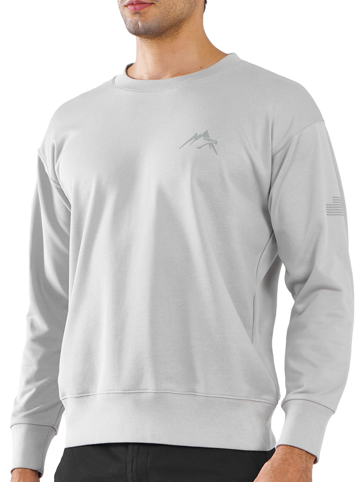 Northyard Men's Light Grey Cotton Long Sleeve Crewneck Golf Sport Fitness Casual Sweatshirt