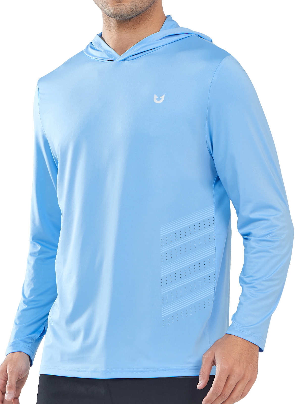 Northyard Men's Sky Blue Fishing Hoodie T-Shirt Long Sleeve Sun Protection for Run Hiking