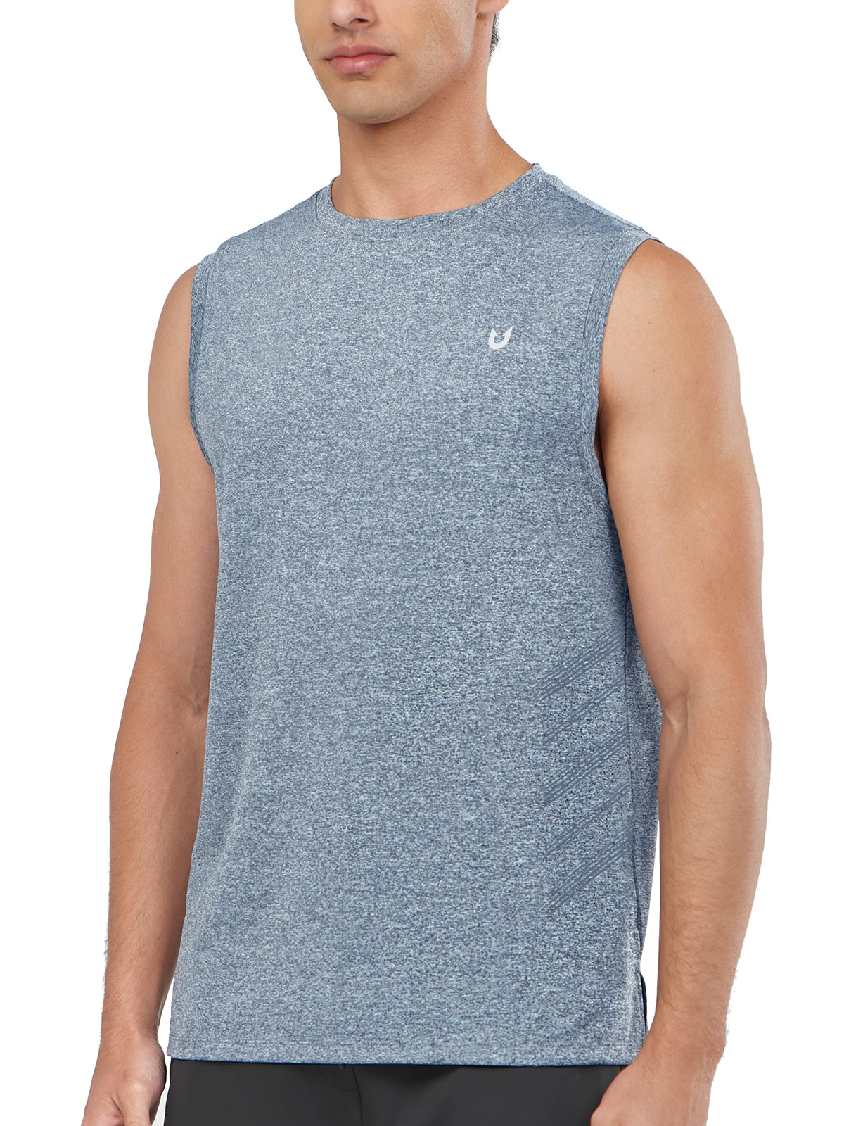 Northyard Men's Blue Heather Athletic Sleeveless Shirts Dry Fit Workout Tank Tops for Running